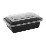 Black Plastic Container With Lid, 24oz – 2726917