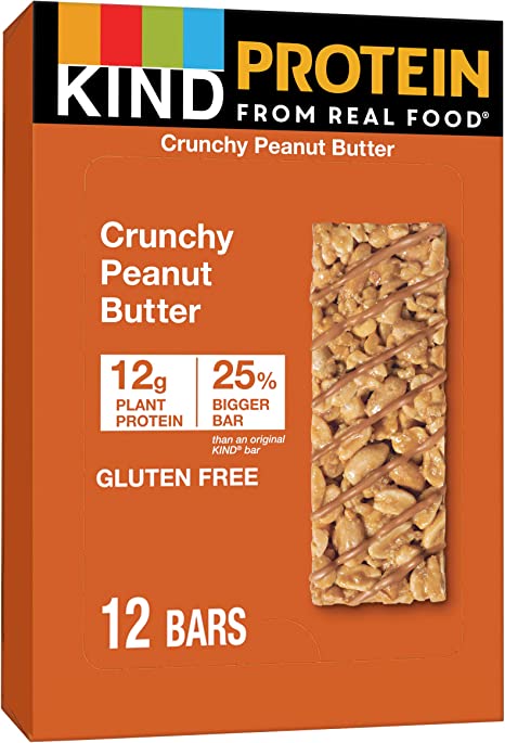 KIND Protein Bars, Crunchy Peanut Butter, Gluten Free, 12g Protein, 12 Count, 21.12 Oz