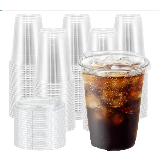 16 oz Clear Plastic To Go Cups w/ Lids AZB0F7R54JP1