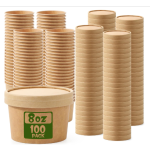 8oz Paper Soup Containers with Lids Disposable AZB0CCXZZJPH
